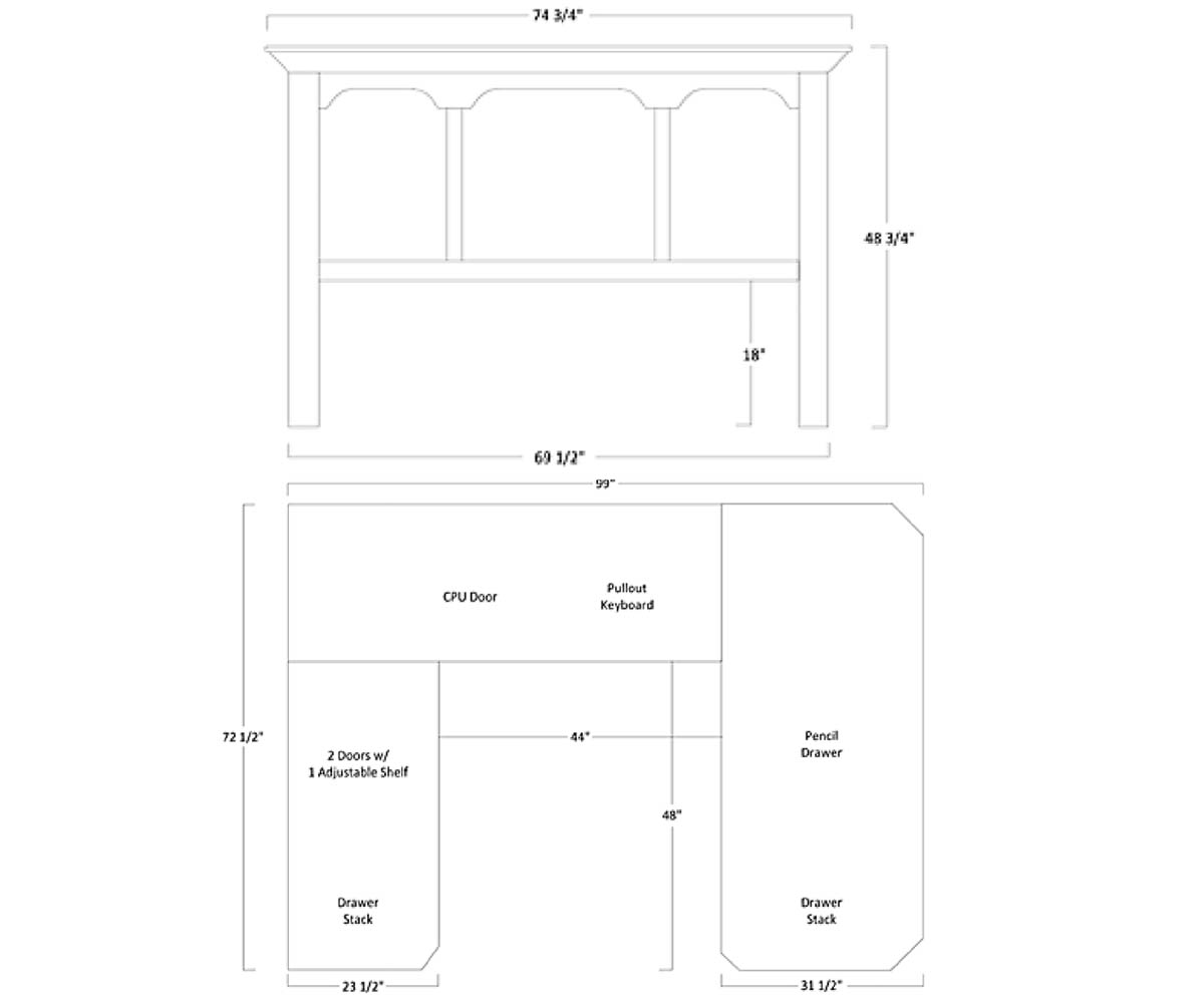 Jefferson U-Shape Desk & Hutch - Image 3